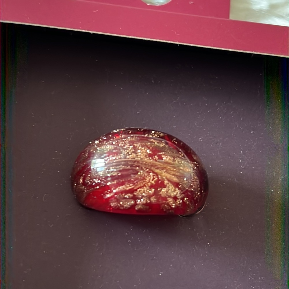 NWT Zara red and gold glass ring